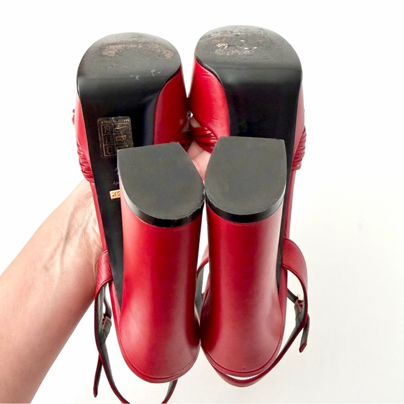 GUCCI | Red Leather Allie Knot Platform High Heels Sandals 39.5 - Picture 14 of 16